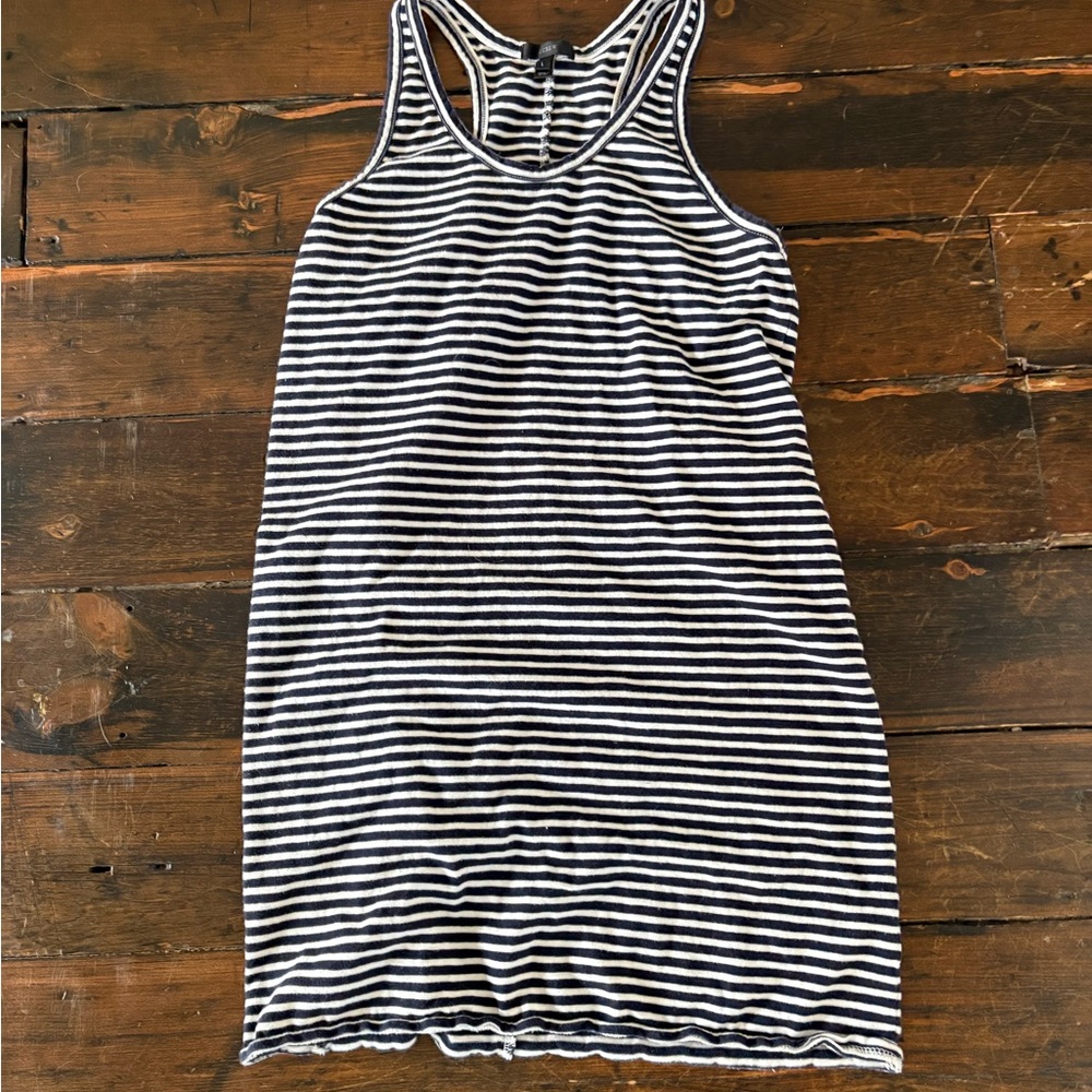 J. Crew Navy and White Striped Tank Dress